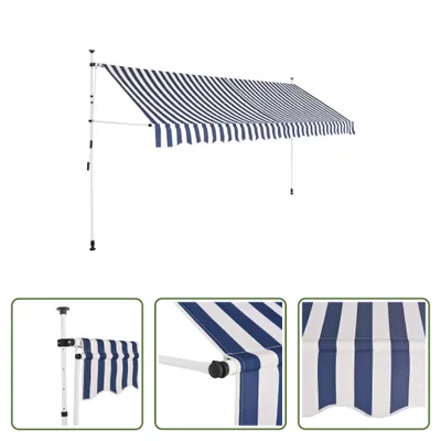 Immagine prodotto di The Living Store Tenda da sole a scomparsa Azionamento manuale 350 cm A righe blu e bianche