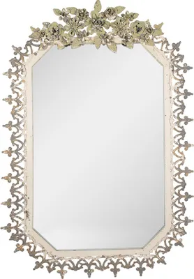 Immagine prodotto di Specchio Clayre & Eef 63x93 cm Grigio Verde Metallo Fiori