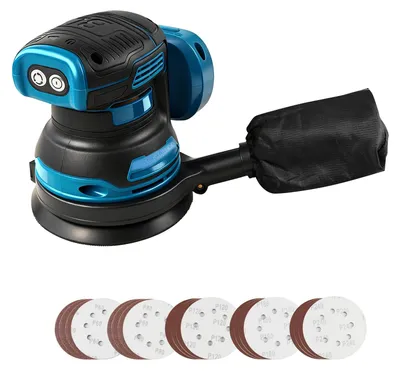 Immagine prodotto di Levigatrice orbitale 18 V, diametro 125 mm, con 20 fogli di carta abrasiva, 3 velocità