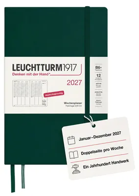 Immagine prodotto di LEUCHTTURM1917, agenda settimanale 2027, copertina morbida (formato B6+), lingua: tedesco, colore: verde foresta, dimensioni: 190 x