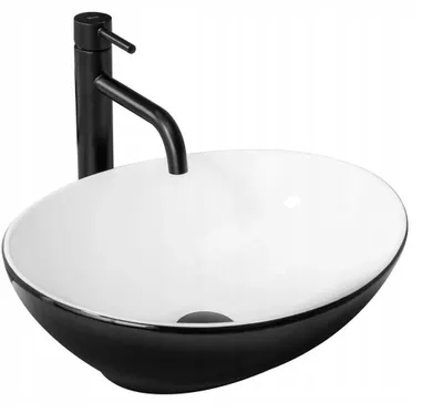 Immagine prodotto di Set lavabo in Vetroceramica ovale con tappo e rubinetto moderno