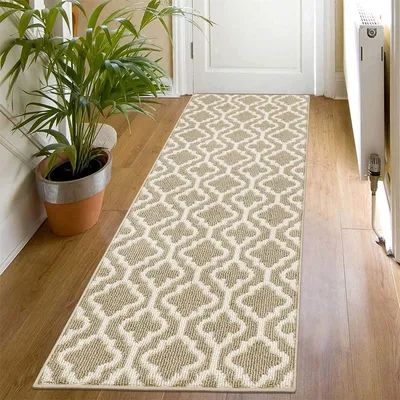 Produktbild von Teppich Läufer 50x150 cm Beige rutschfest waschbar Polypropylen