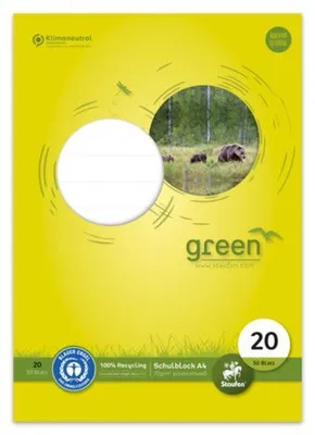 Produktbild von Ursus Green 040750020 Schulblock LIN20 A4 50 Blatt 70g/qm blanko