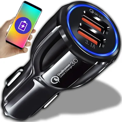Produktbild von Autoladegerät mit 2 USB-Ports – Quick Charge QC 3.0 15W Dual USB Adapter für iPhone & Samsung im Zigarettenanzünder