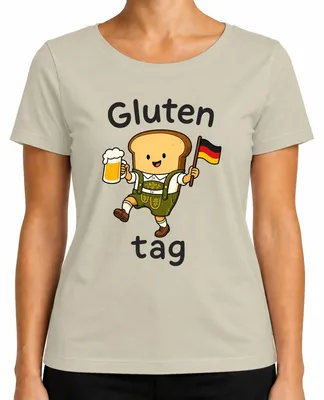 Zdjęcie produktu dla Chleb bezglutenowy, Lederhosen, piwo,  , koszulka w tradycyjnym stylu, Dirndl, damski T-shirt, naturalny, rozmiar S