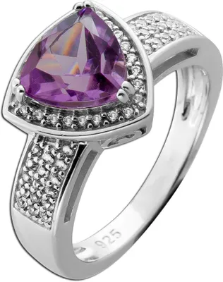 Produktbild von Amethyst Ring Silber 925 nat. brasilianischer Amethyst nat. Zirkone 18