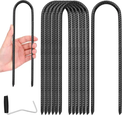 Produktbild von Hering Bodenanker 30 cm, 8 Stück Bodenhaken für Zelt, Gartenheringe/-pfähle | Membranheringe, für extrem harte Böden, für Garten und Camping, Zäune