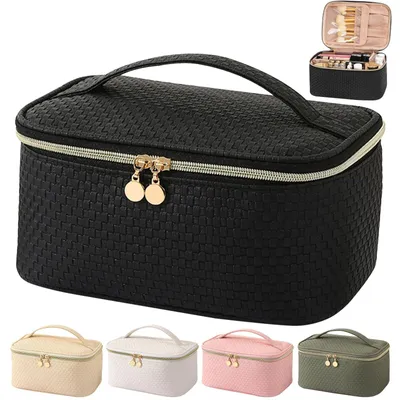 Imagen del producto de Estuche de aseo para mujer, de gran capacidad con compartimentos, 25 x 17 x 12,5 cm, ideal para viajes
