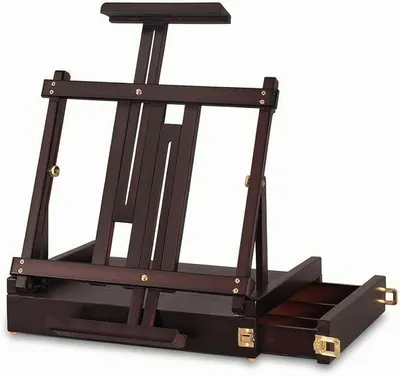 Imagen del producto de Caballete de altura ajustable, caballete portátil, maletín con caballete para artistas, principiantes, de madera de nogal