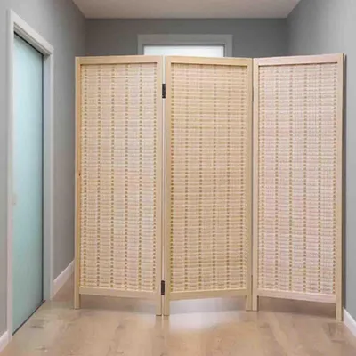 Obrázok produktu pre Rozdeľovač priestoru, bambusová priečka, výška 170 cm, 4 panely, skladacia a nastaviteľná