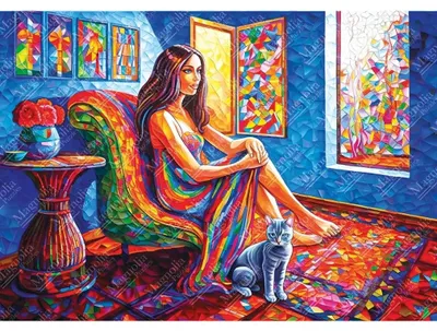 Zdjęcie produktu dla Magnolia Puzzle Kobieta z kotem - Puzzle 1000 elementów