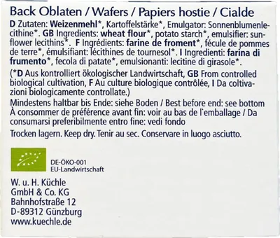 Obrázok produktu pre Küchle organické oblátky na pečenie 50 mm