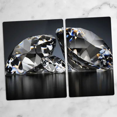 Produktbild von Glas-Herdabdeckplatten Glaskeramikkochfeld-Abdeckung Spritzschutz Schneidebrett Zweiteilige Glas 70x52 Diamanten Edelsteine