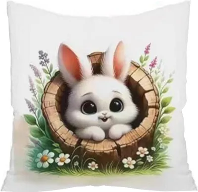 Obrázek produktu pro Velikonoční povlak na polštář 40x40 na zip velur - Zajíček v pařezu