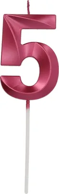 Produktbild von Tortenkerze Zahl 5 Glamour Pink 7cm