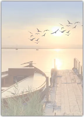 Produktbild von Motiv Briefpapier (MPA-5198, DIN A4, 25 Blatt) Motivpapier Steg am Meer mit Boot und Vögeln bei Sonnenschein