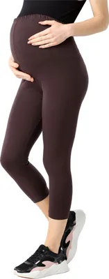 Image de Leggings de grossesse 3/4 pour femmes Be Mammy en Coton BE20-284 (marron, 4XL)