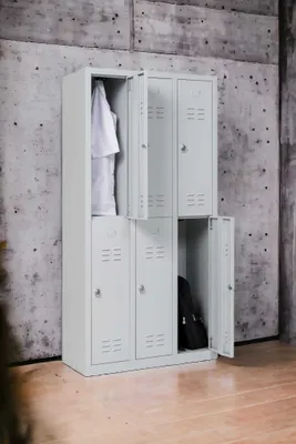 Produktbild von Garderobenschrank 6-türig grau / Drehriegel