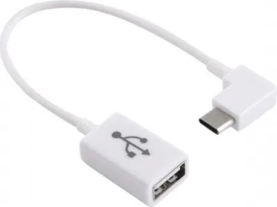 Produktbild von SYSTEM-S USB 3.1 Kabel 18 cm Typ C Stecker zu 2.0 A Buchse Winkel in Weiß