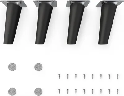 Produktbild von 4x sossai Holzfüße Schwarzmatt - schräge Ausführung 12cm Buche