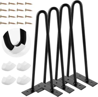 Zdjęcie produktu dla Nogi do stołu hairpin 30 cm, 4 sztuki, metal czarne, do mebli