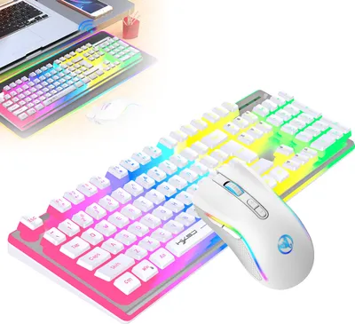 Produktbild von L96 Kabellose RGB-Tastatur-Maus-Kombination, Mechanisches Gefühl, 3000mAh Wiederaufladbar, Pudding-Tastenkappen, Optische Maus mit 4800 DPI, Weiß