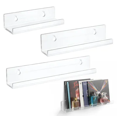 Produktbild von 3 Regalböden ohne Bohren, Wandregal ohne Bohren, Badezimmerregal ohne Bohren, selbstklebendes Regal, Acryl-Wandregal, Regal zum Kleben, Regalkleber