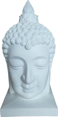 Produktbild von Relaxdays Buddha Kopf, HBT: 60x30x30 cm, Zen-Deko für Wohnzimmer & Garten, Dekofigur, wetterfest, frostsicher, weiß