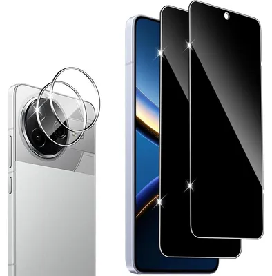 Immagine prodotto di Pellicola protettiva per Xiaomi Poco F7 Pro/F7 Ultra, 2 protezioni per lo schermo, 2 protezioni per la fotocamera, durezza 9H, protezione della privacy anti-sbirciamento