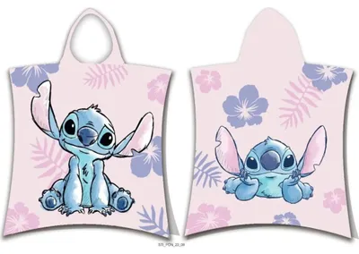 Imagen del producto de Toalla de baño con capucha para niños, diseño de Lilo & Stitch. Fabricada con felpa de alta calidad, 100% algodón