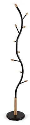 Image de Elzusha - Patère minimaliste avec 9 crochets - Métal noir et bois