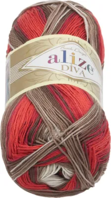 Produktbild von Garn DIVA BATIK - 100g / 350 m - Weiß,Beige,Burgund