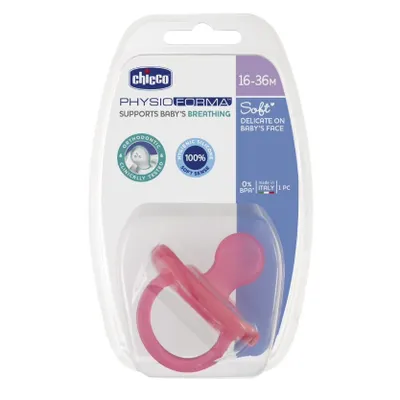 Obrázok produktu pre Chicco PhysioForma Smoczek silikonowy uspokajajcy Soft 16-36m, rowy, 1 sztuka