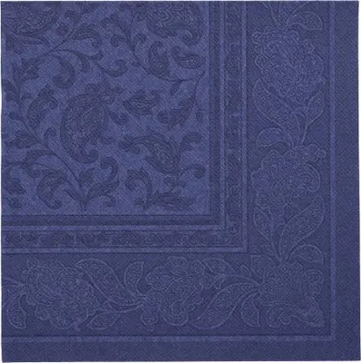 Zdjęcie produktu dla 160 serwetek Papstar ROYAL Collection, składane 1/4, 40 cm x 40 cm, ciemnoniebieskie ornamenty 17051