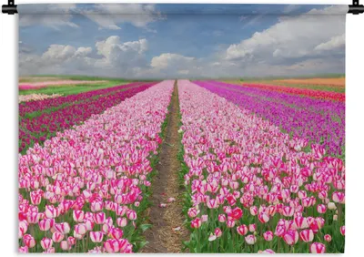 Produktbild von MuchoWow® Wandteppich Wandbehang Tulpen - Sonne - Frühling 60x45 cm Tapisserie Dekoration Wandtuch - Das Schlafzimmer