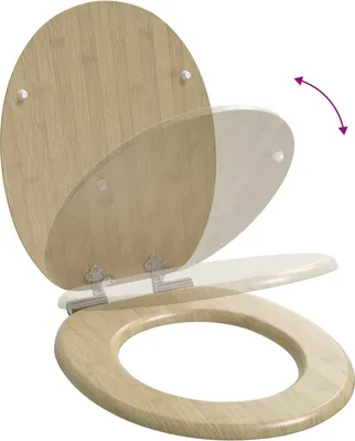 Produktbild von Soft-Close Toilettensitz Heller Bambusfarbton 44 x 38 cm