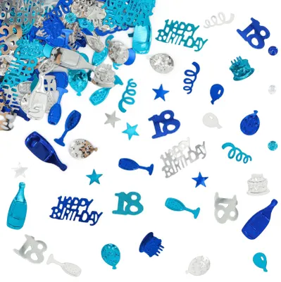 Konfetti-Dekoration 18. Geburtstag, 18 St., Blau/Silber