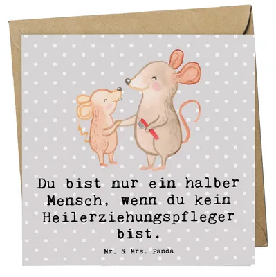 Produktbild von Mr. & Mrs. Panda Klappkarte Heilerziehungspfleger Herz - Grau Pastell - Geschenk, faltkarte, doppelkarte, Spruch, Ausbildung, Heilpädagoge, Lustig, Glückwunschkarte