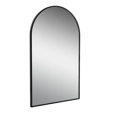 Produktbild von BD ART Wandspiegel Hälfte Oval Spiegel 60x100 cm Badezimmerspiegel mit Schwarz eleganter Holzrahmen