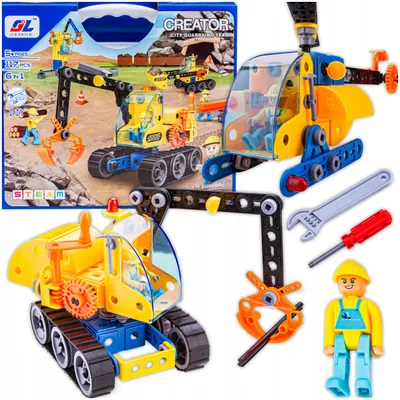 Image de DK Blocs de Construction 6-en-1 Machines Véhicules Hélicoptère 117 pièces
