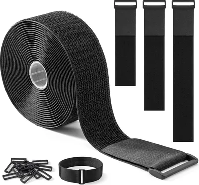 Produktbild von 5 cm x 5 m Robustes Klettband mit 15 Schnallen – Verstellbar, auf Maß Zuschneidbar und Wiederverwendbar, Ideal für Kabel, Schläuche, Rohre und Mehr