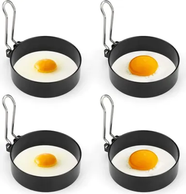 Obrázok produktu pre Nerezové krúžky na vajíčka Súprava 4 foriem na vyprážané vajce na panvicu Krúžky na vajíčka Forma na palacinky Okrúhla forma na omeletu na varenie vajíčok, 7*2 cm