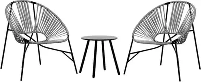 Immagine prodotto di vidaXL Set di sedie da giardino 3 pezzi in poly rattan nero e grigio chiaro