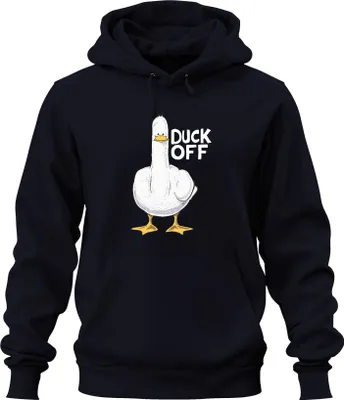 Produktbild von Duck Off freche Ente Mittelfinger sarkastisch Geschenk Lustig Uni Hoodie Kapuzenpullover, Navy, 3XL