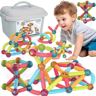 Image de Blocs de construction éducatifs magnétiques Woopie, 76 pièces