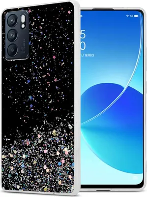 Produktbild von Cadorabo Hülle für Oppo Reno6 5G in Schwarz mit Glitter Schutzhülle aus flexiblem TPU Silikon mit funkelnden Glitter Case Cover Etui Handy Hülle