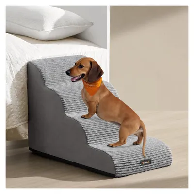 Produktbild von Hundetreppe mit rutschfesten Stufen und waschbarem Bezug | Taubengrau | 40x72x50 cm