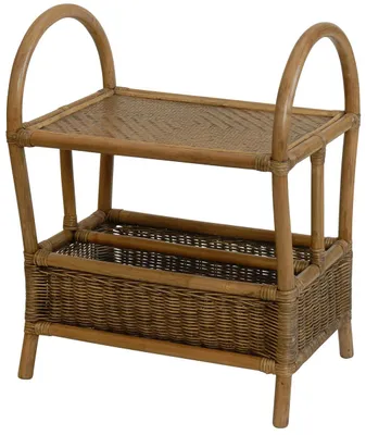 Produktbild von KRINES HOME Exklusiver Zeitungsständer mit Ablage / Magazinsammler aus Natur-Rattan (Vintage Braun)