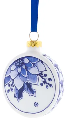 Heinen Delfts Blauw – Weihnachtskugel Plat Hulst 6 cm – Bild 1