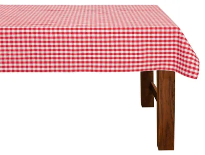 Zdjęcie produktu dla Ścierełka stołowa 140x180 cm, czerwono-biała w kratkę, wykonana w 100% z bawełny
